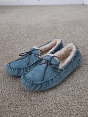 UGG Teal Suede Moccasin Slippers